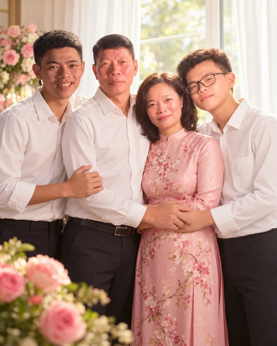 Cả nhà ôm Mẹ